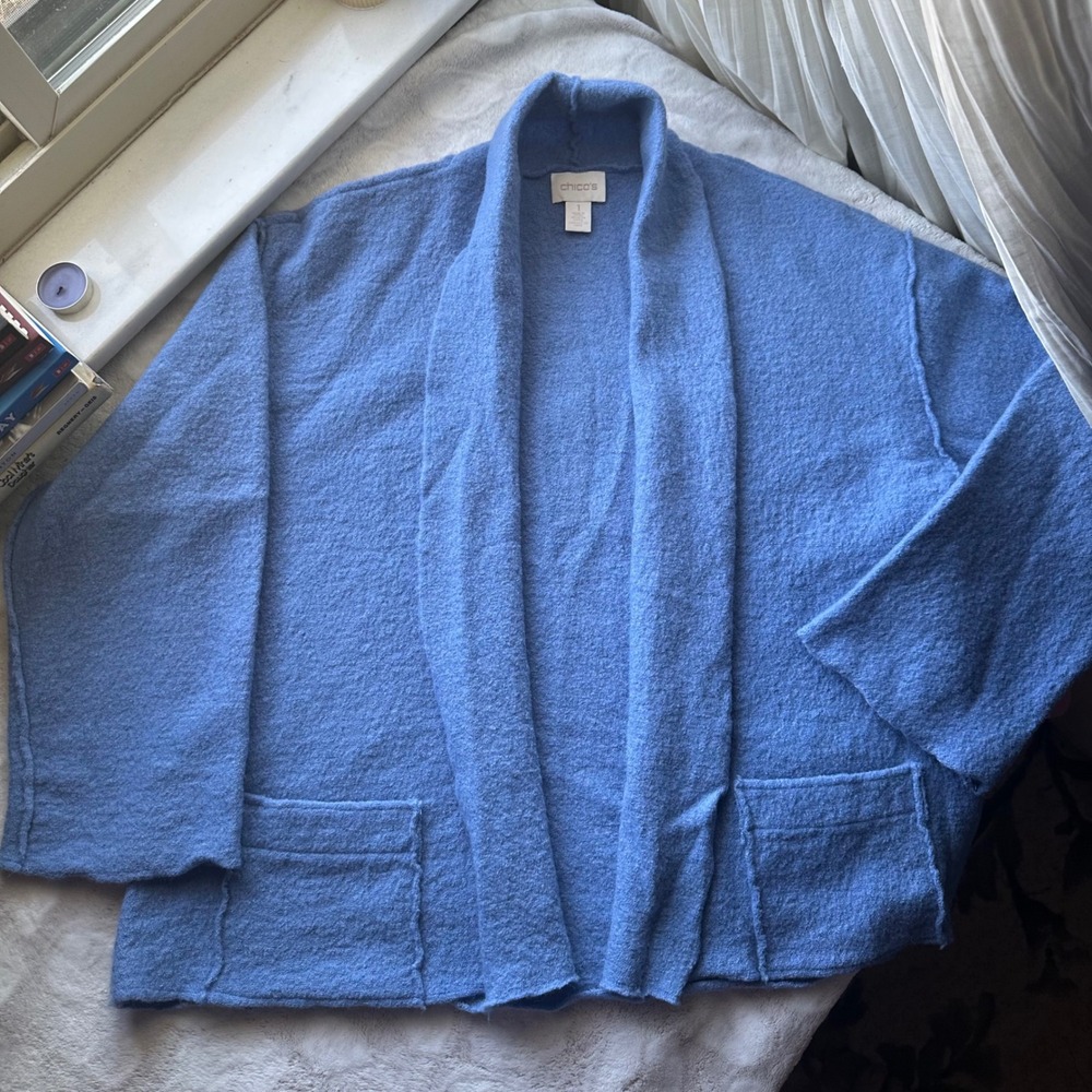 Cozy 100% Wool Reverse Seam Open Cardigan